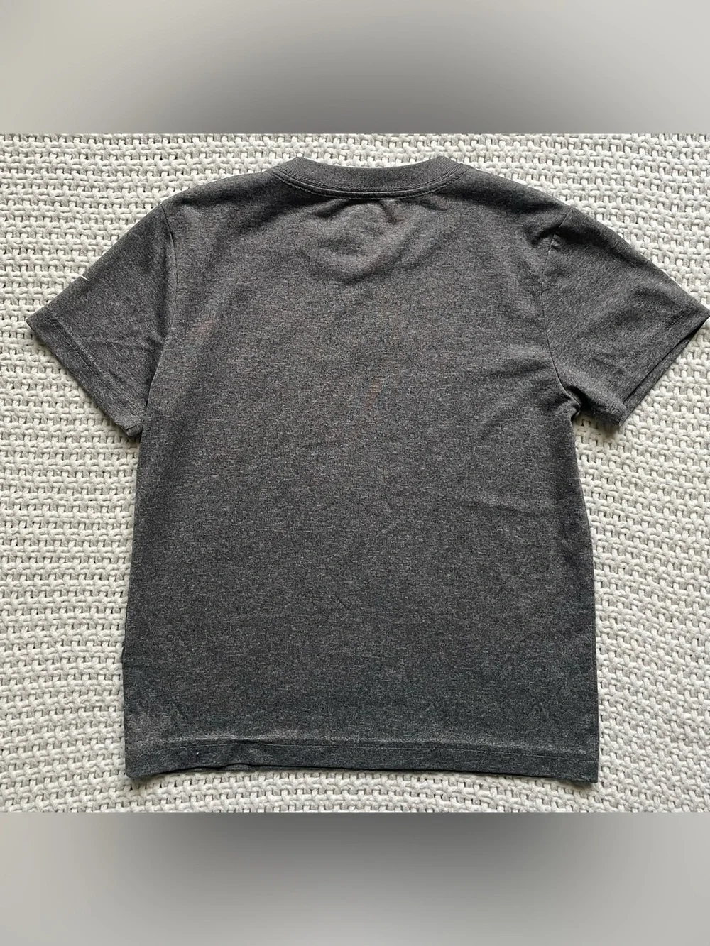 Nike Gray Tee with Blue Pixel Swoosh & Navy Patterned Shorts